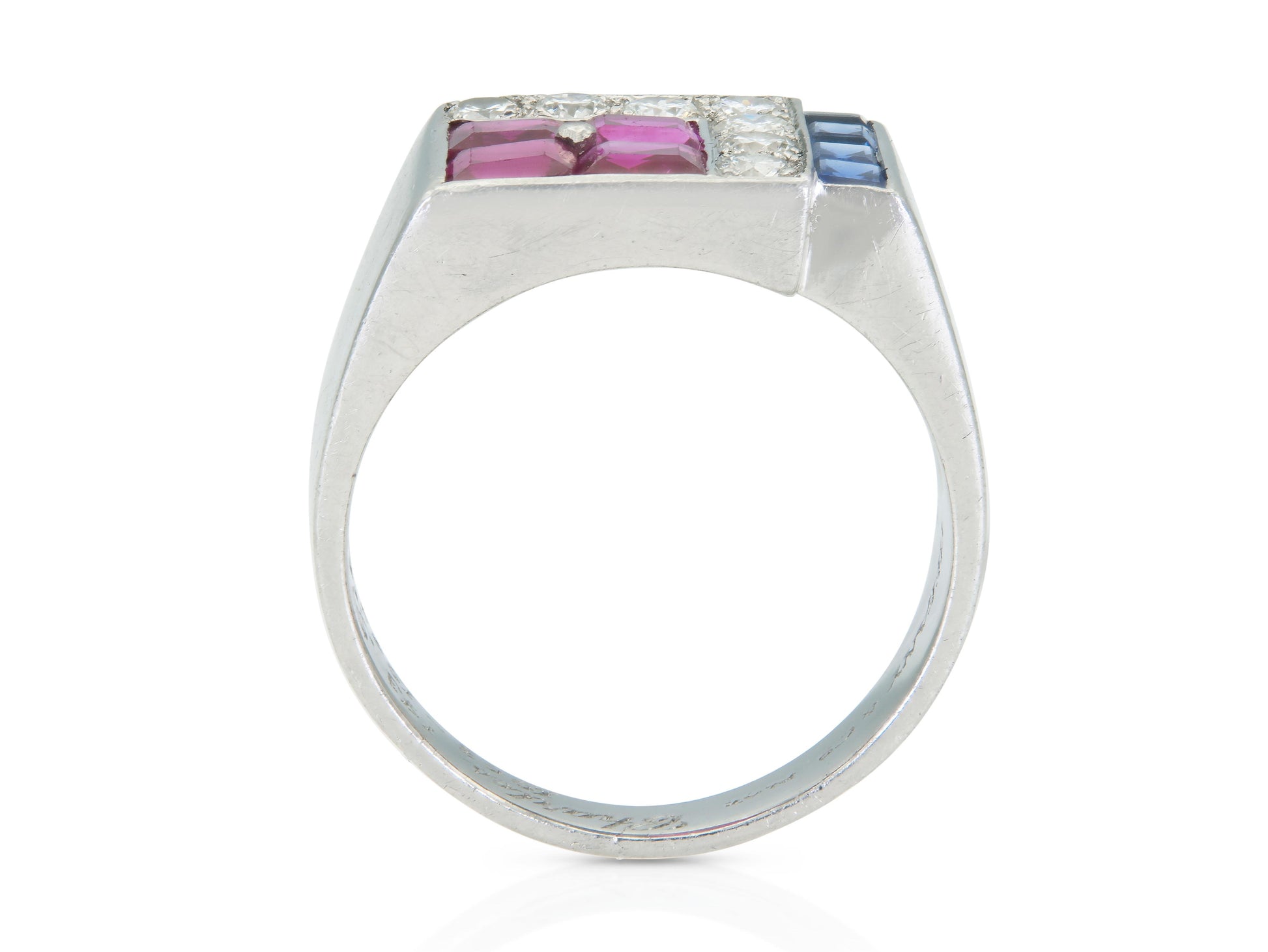 Vintage 1940s Retro Tiffany & Co. Ruby, Sapphire and Diamond Ring