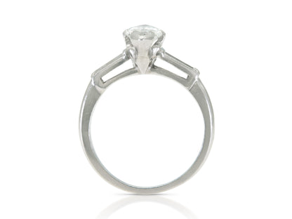 Antique Art Deco 1920s 1.00 Carat Marquise Cut Diamond Engagement Ring