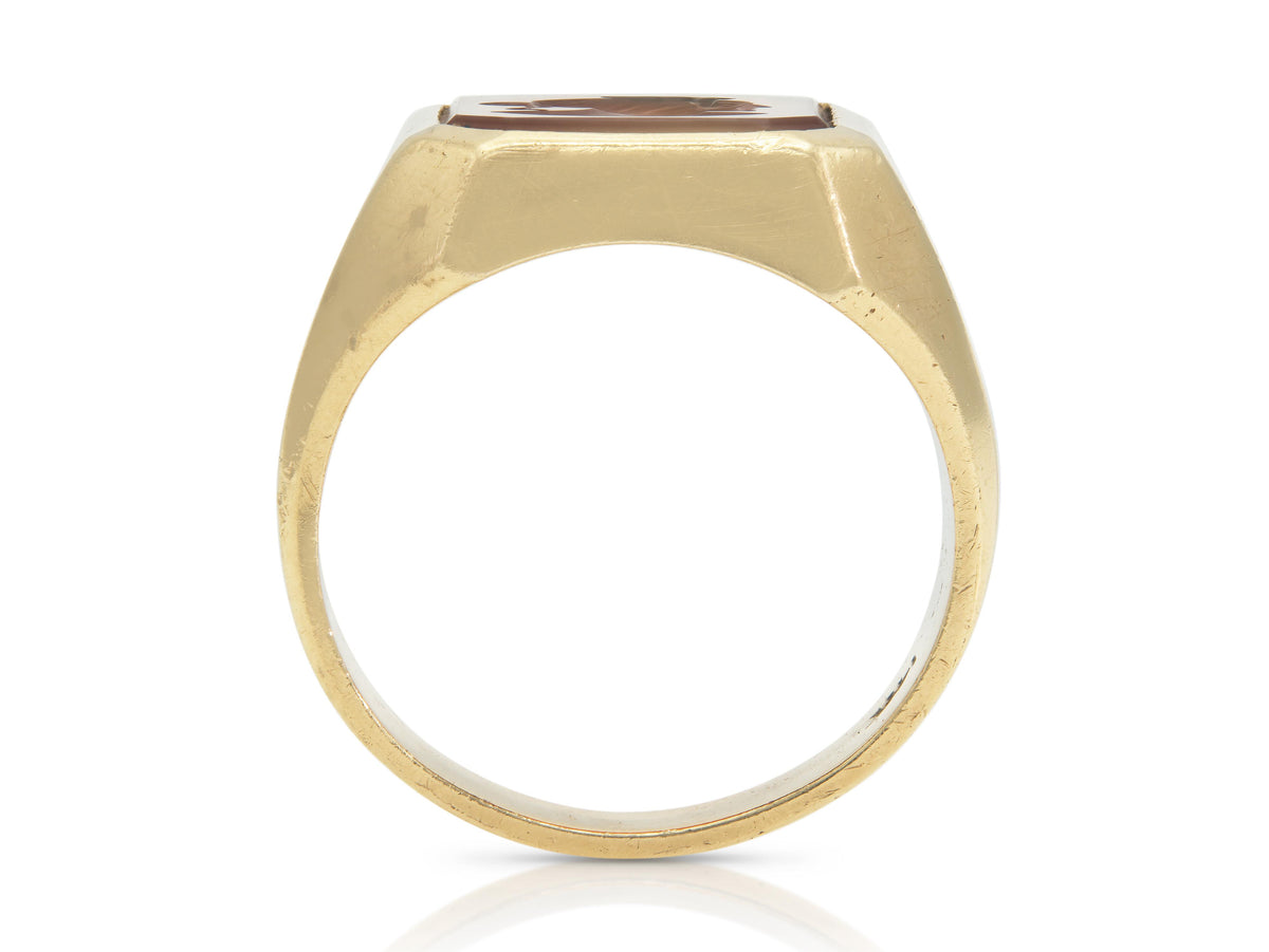 Vintage 1940s Retro Carnelian Intaglio Signet Ring