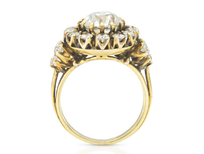 Antique Victorian 3.00 Carat Old European Cut Diamond Ring with Diamond Halo
