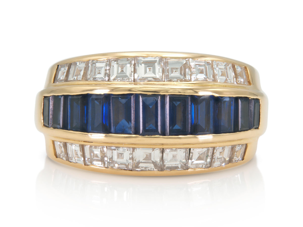 Vintage 1980s Oscar Heyman Sapphire and Diamond Ring