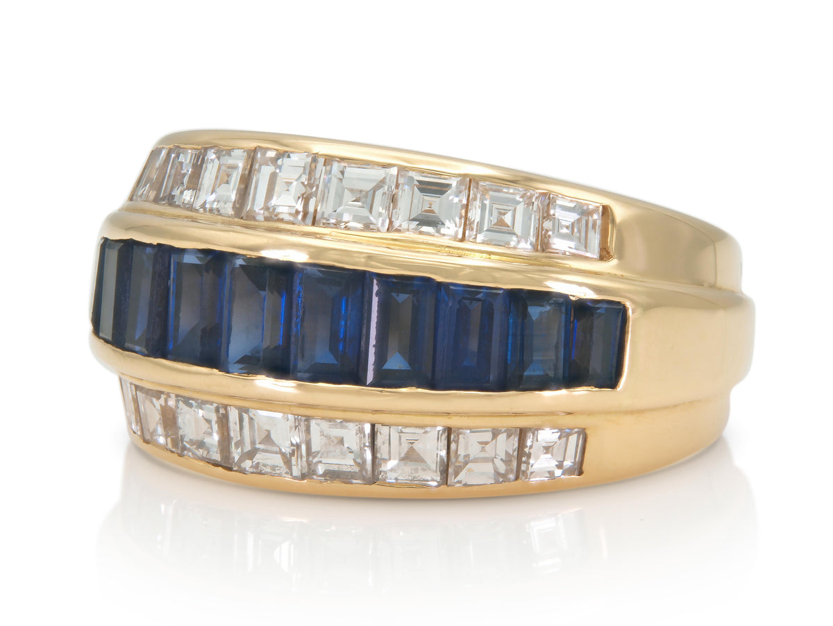 Vintage 1980s Oscar Heyman Sapphire and Diamond Ring