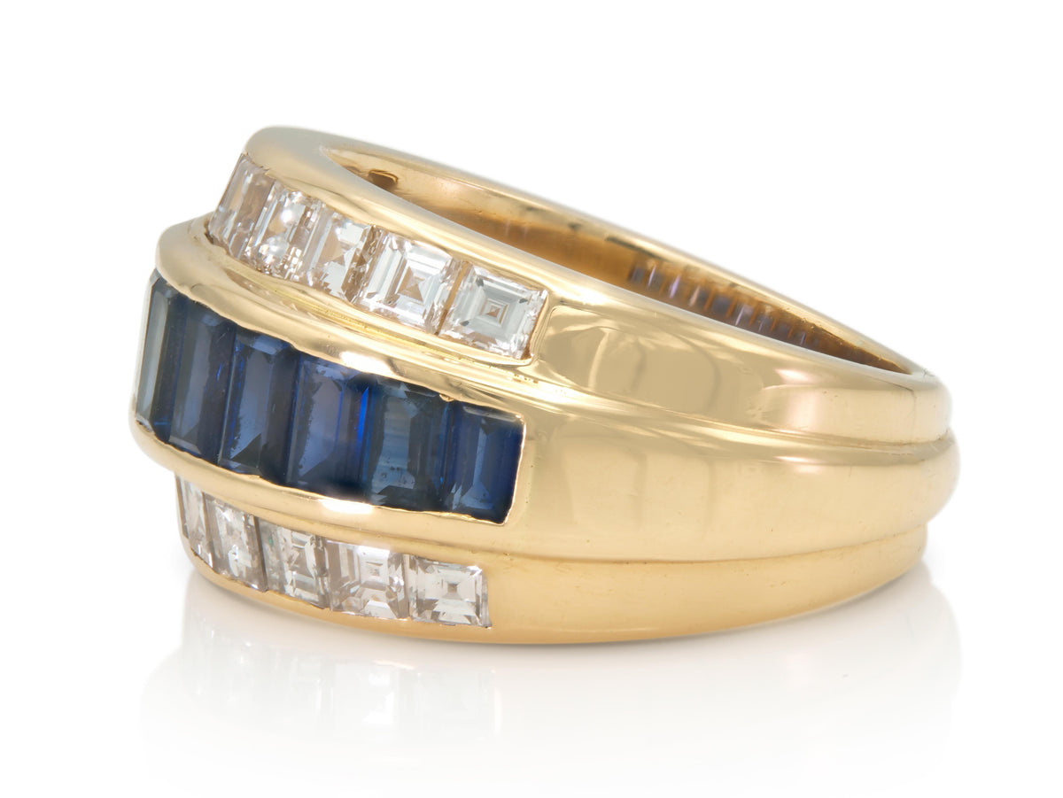 Vintage 1980s Oscar Heyman Sapphire and Diamond Ring