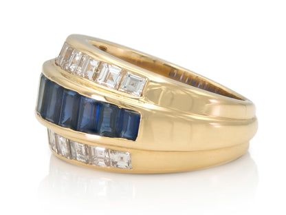 Vintage 1980s Oscar Heyman Sapphire and Diamond Ring
