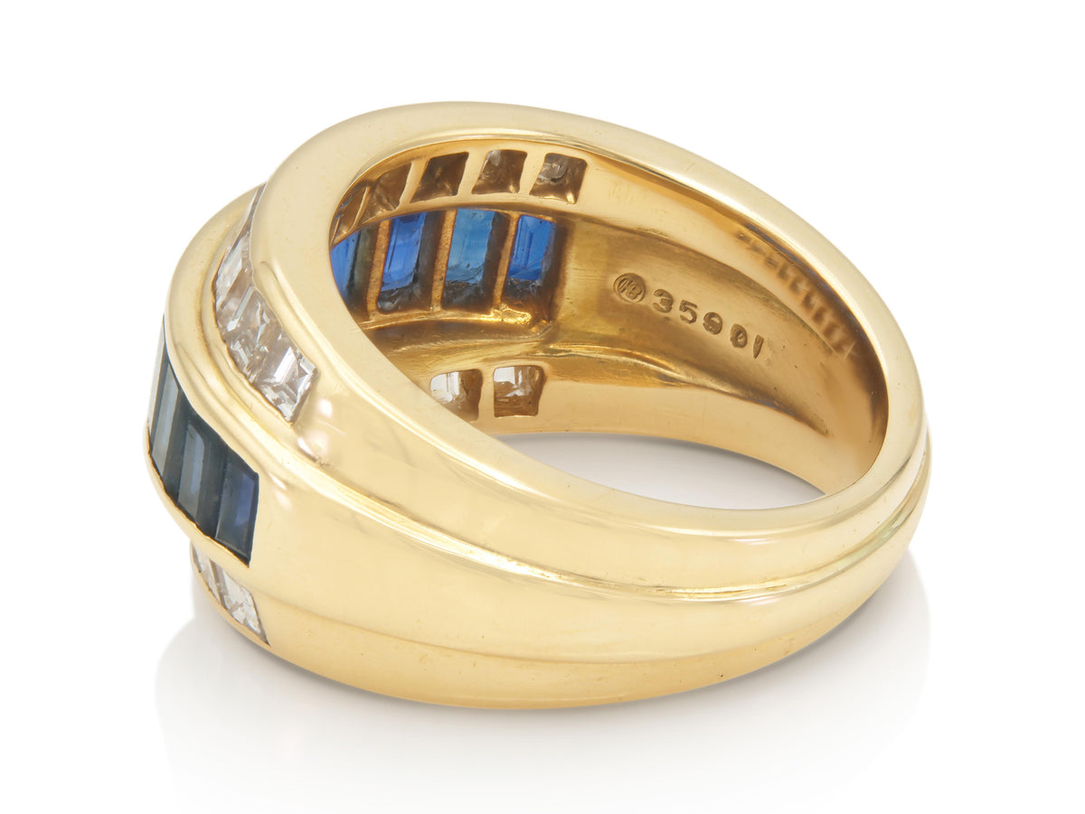Vintage 1980s Oscar Heyman Sapphire and Diamond Ring