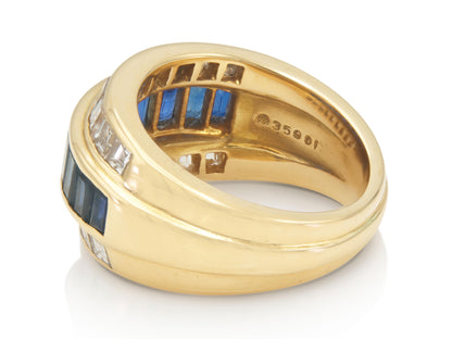 Vintage 1980s Oscar Heyman Sapphire and Diamond Ring