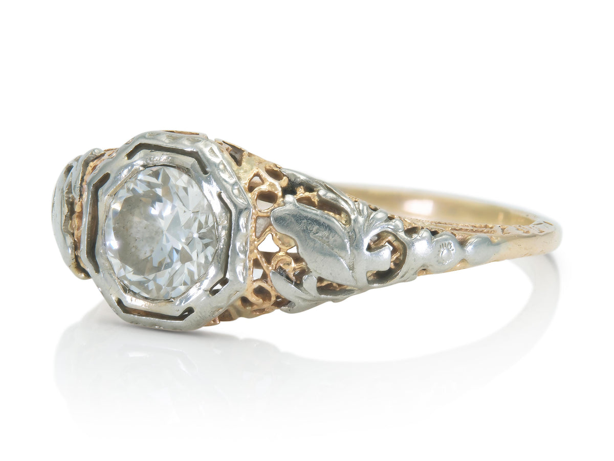 Antique Edwardian 1900s 1.00 Carat Old European cut Diamond Engagement Ring