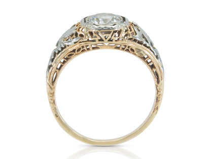 Antique Edwardian 1900s 1.00 Carat Old European cut Diamond Engagement Ring