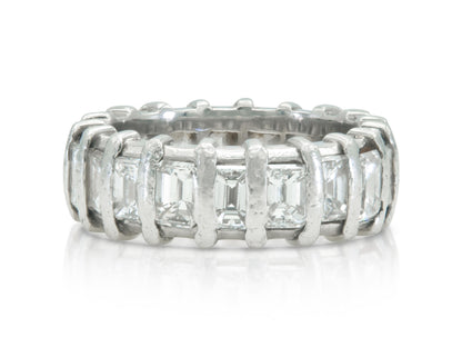 Antique Art Deco 1920s 5.70 Carat Emerald Cut Diamond Eternity Band Ring