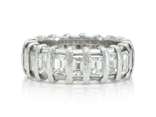 Antique Art Deco 1920s 5.70 Carat Emerald Cut Diamond Eternity Band Ring