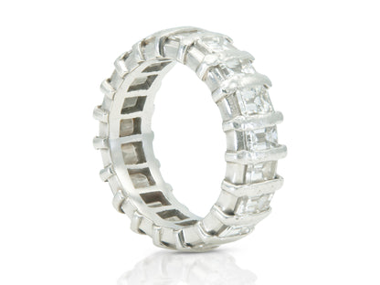 Antique Art Deco 1920s 5.70 Carat Emerald Cut Diamond Eternity Band Ring
