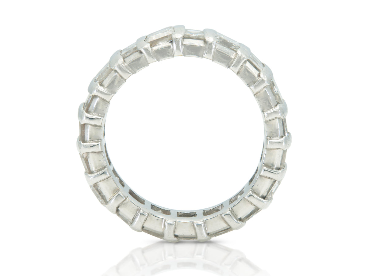 Antique Art Deco 1920s 5.70 Carat Emerald Cut Diamond Eternity Band Ring