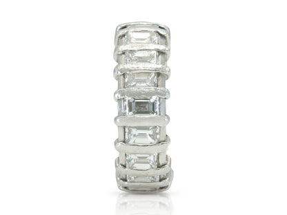 Antique Art Deco 1920s 5.70 Carat Emerald Cut Diamond Eternity Band Ring
