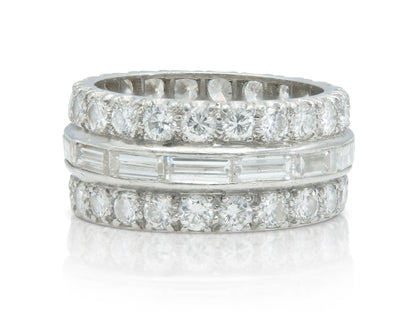 6.20 Carat Round and Baguette Cut Diamond Eternity Band Ring