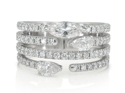 Kwiat Duet Four Row Ring with Diamonds