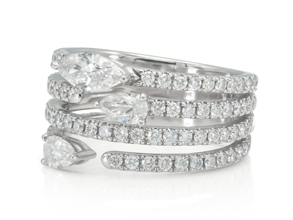 Kwiat Duet Four Row Ring with Diamonds