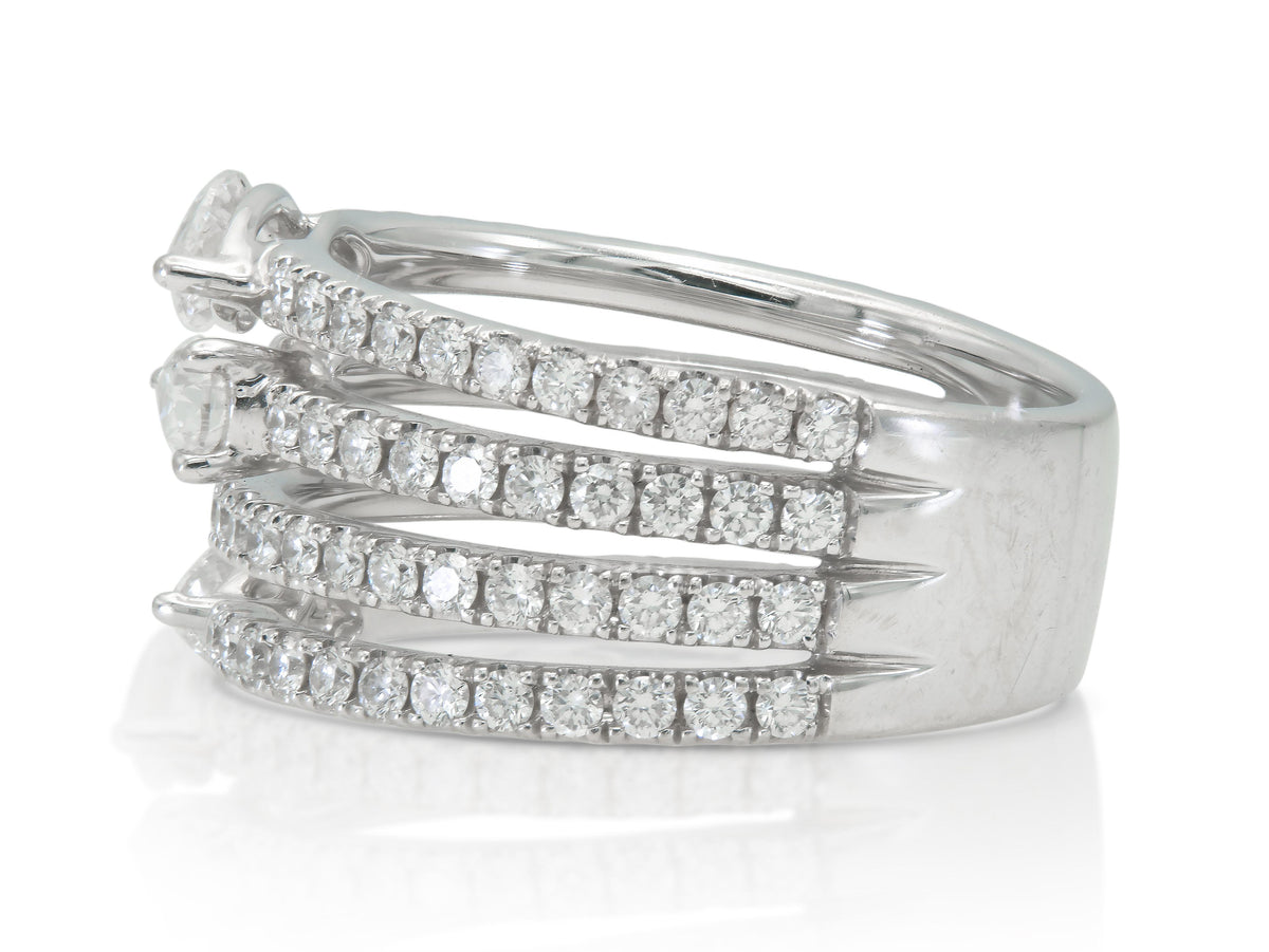 Kwiat Duet Four Row Ring with Diamonds
