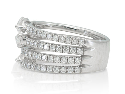 Kwiat Duet Four Row Ring with Diamonds