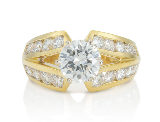 Vintage 1980s 1.10 Carat Round Cut Diamond Engagement Ring