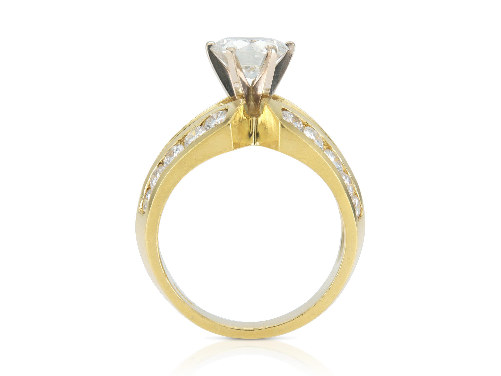 Vintage 1980s 1.10 Carat Round Cut Diamond Engagement Ring