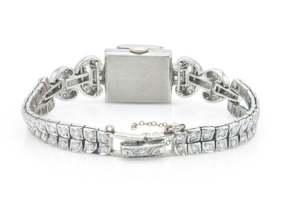 Vintage 1940s Hamilton 7.00 Carat Diamond Watch Bracelet