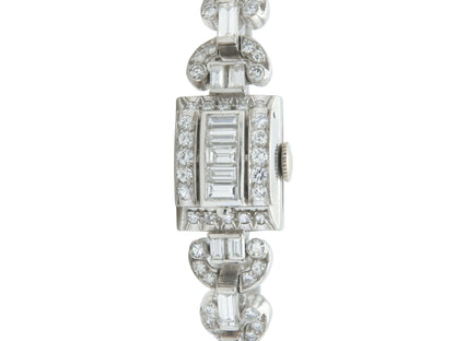Vintage 1940s Hamilton 7.00 Carat Diamond Watch Bracelet