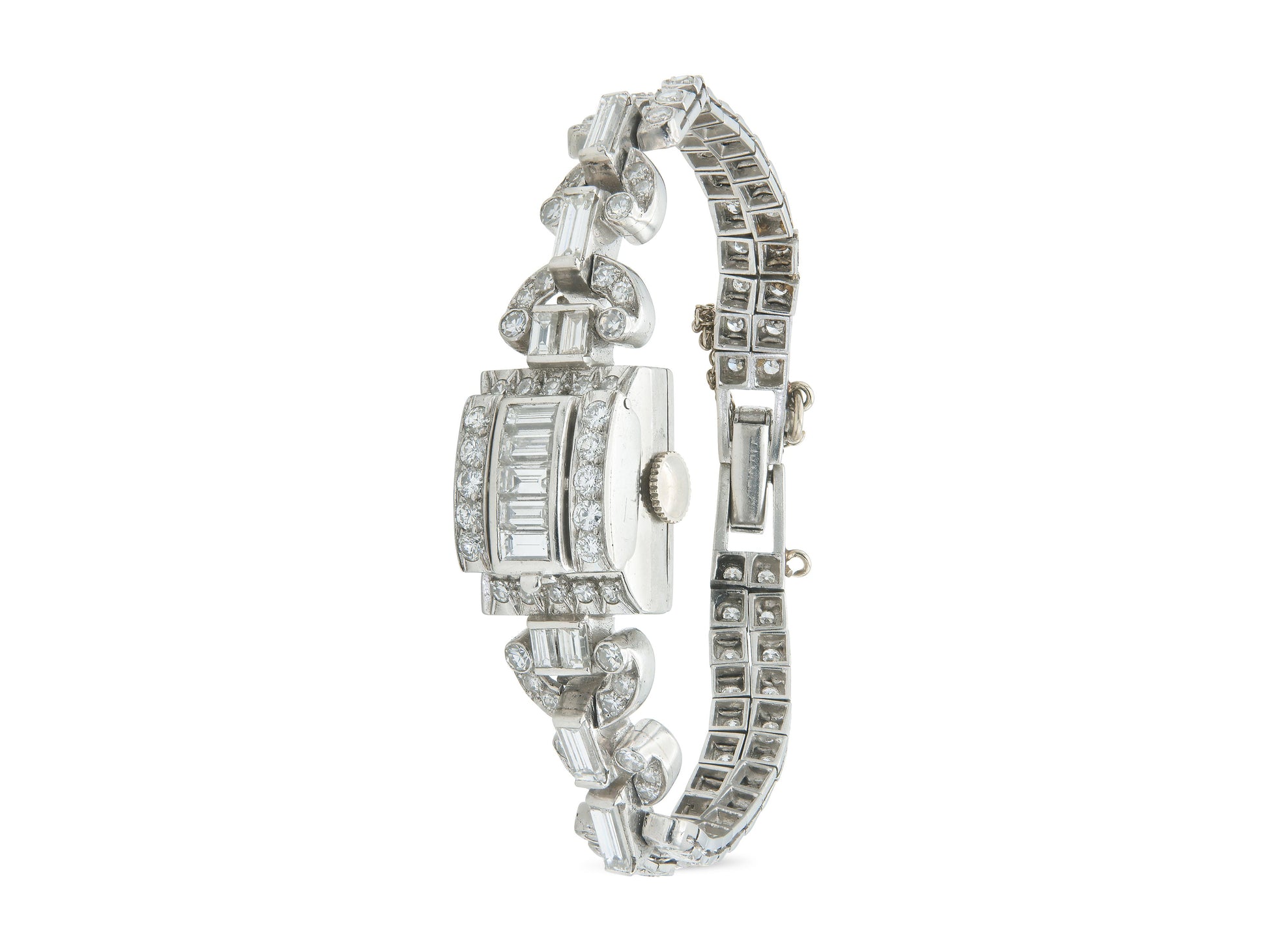 Vintage 1940s Hamilton 7.00 Carat Diamond Watch Bracelet