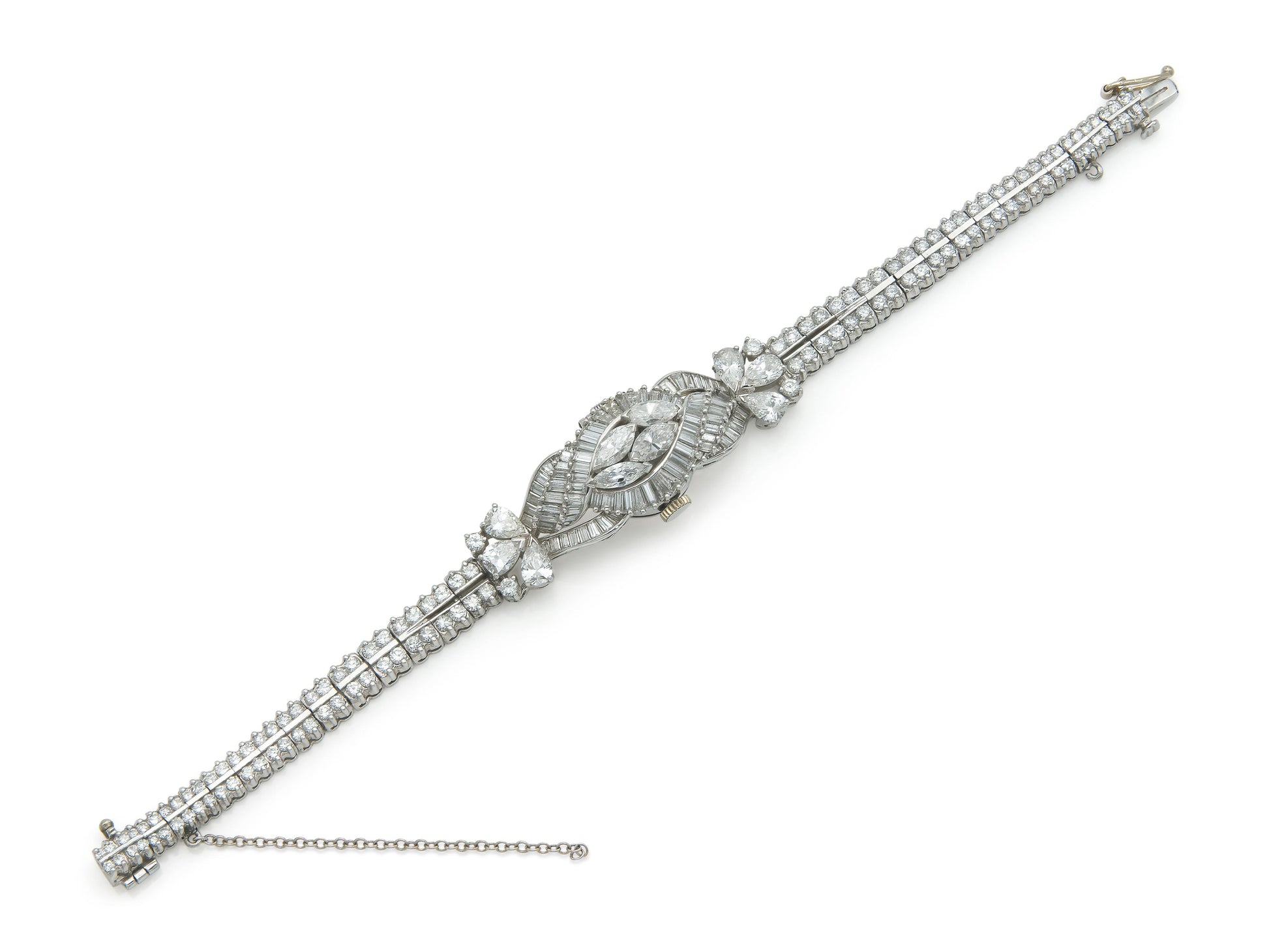 Vintage 1950s Pery 15.00 Carat Diamond Watch Bracelet