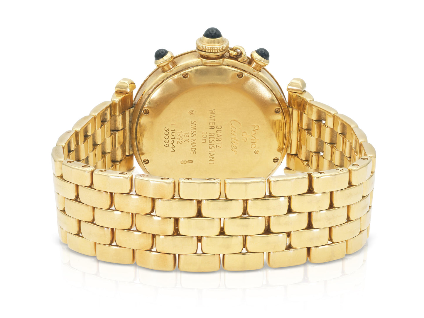Vintage 1990s Cartier Gold Pasha Chronograph Watch with Sapphires