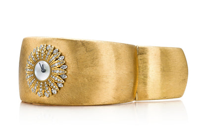 Buccellati Anthochron Gold Watch Bangle with Diamonds