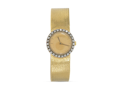 Vintage 1950s Boucheron Omega Gold Watch with Diamonds