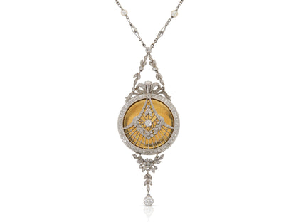 Antique Edwardian 1900s Touchon & Co. Diamond and Pearl Watch Pendant
