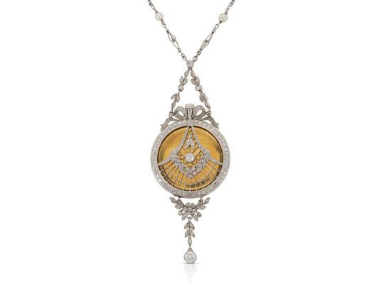 Antique Edwardian 1900s Touchon & Co. Diamond and Pearl Watch Pendant