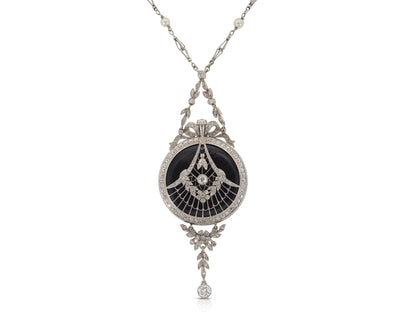 Antique Edwardian 1900s Touchon & Co. Diamond and Pearl Watch Pendant