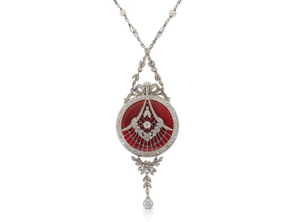 Antique Edwardian 1900s Touchon & Co. Diamond and Pearl Watch Pendant