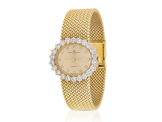 Vintage 1980s Baume & Mercier Gold and Diamond Watch