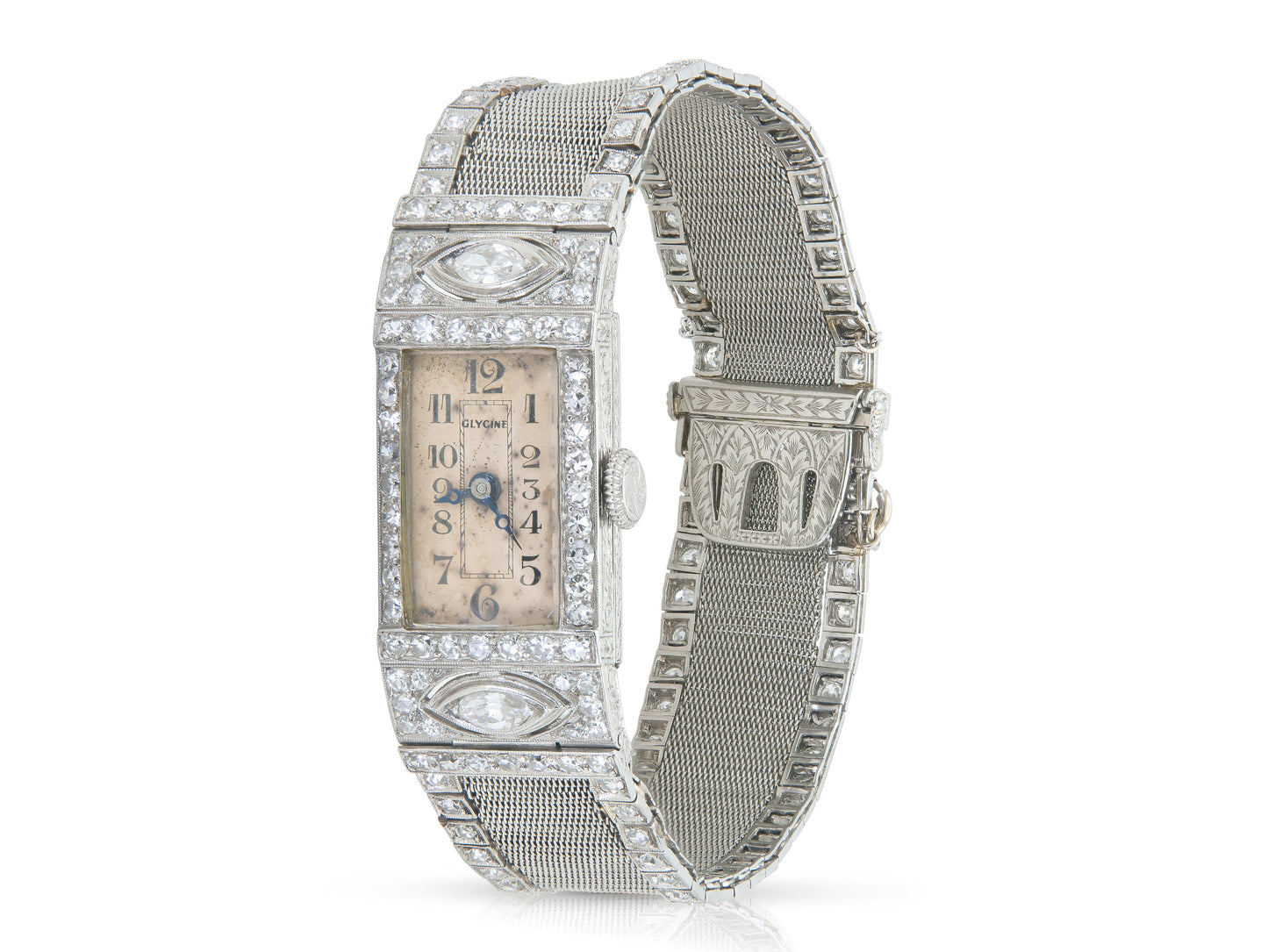 Antique Art Deco 1920s Glycine 5.40 Carat Diamond Watch