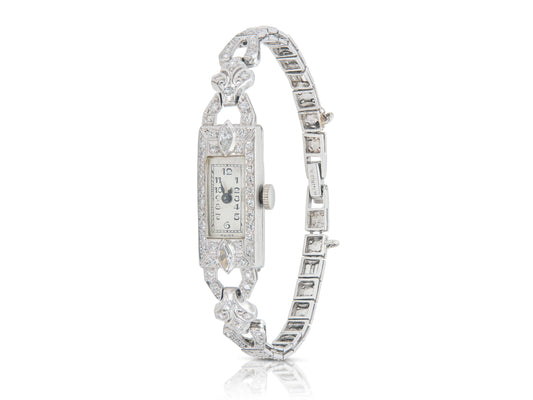 Antique Art Deco 1920s 3.00 Carat Diamond Watch