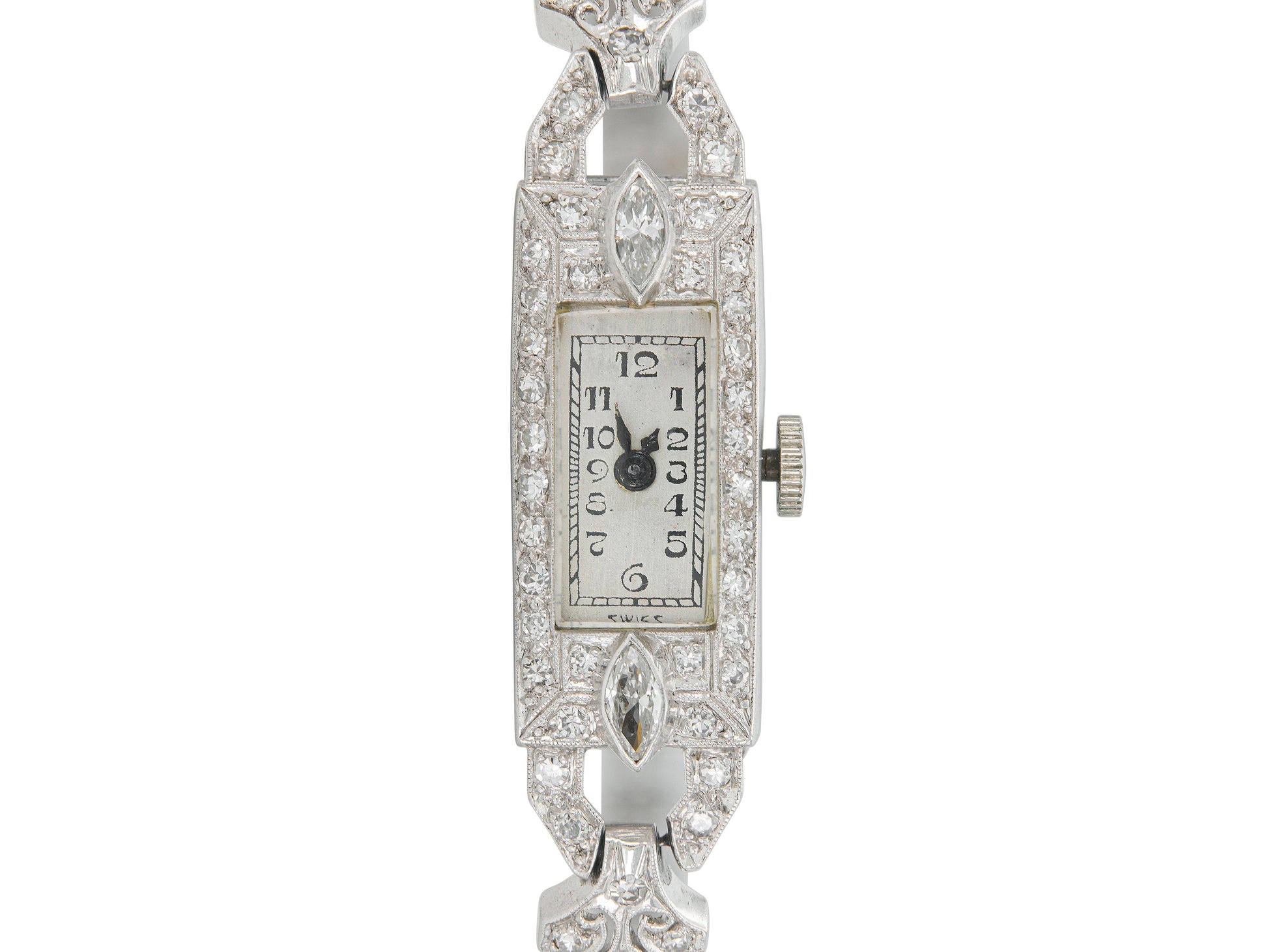 Antique Art Deco 1920s 3.00 Carat Diamond Watch