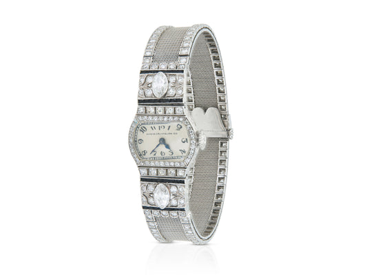 Antique Edwardian 1900s Shreve, Crump & Lox Co. and Patek Philippe Diamond Watch