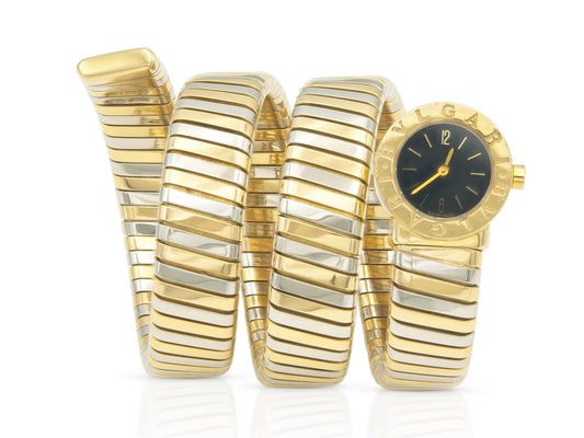 Vintage 1980s Bvlgari Two-Tone Tubogas Wrap Watch