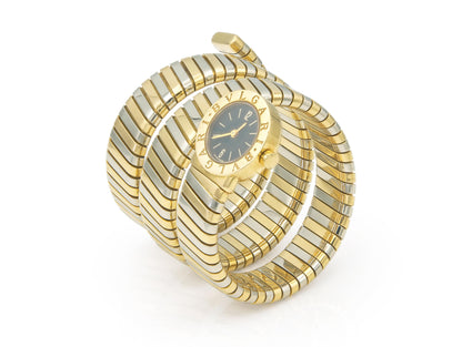 Vintage 1980s Bvlgari Two-Tone Tubogas Wrap Watch