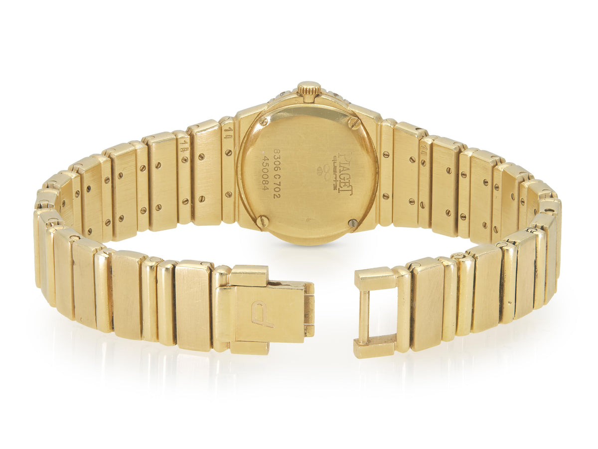 Vintage 1990s Piaget Gold Polo Watch with Diamonds