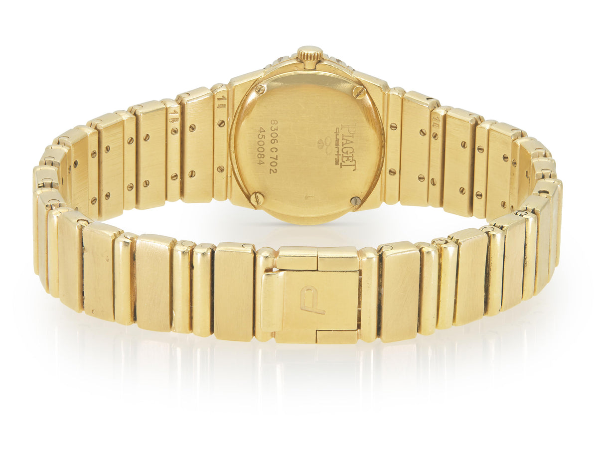 Vintage 1990s Piaget Gold Polo Watch with Diamonds