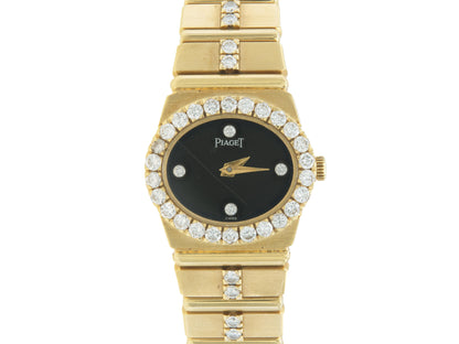 Vintage 1990s Piaget Gold Polo Watch with Diamonds