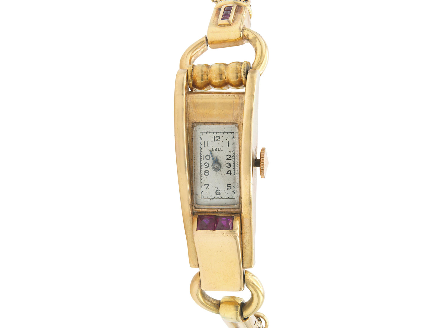 Vintage 1940s Retro Ebel Gold Watch with Rubies