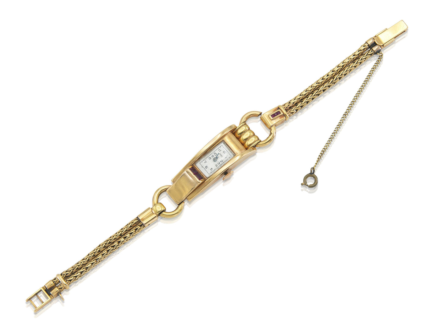 Vintage 1940s Retro Ebel Gold Watch with Rubies