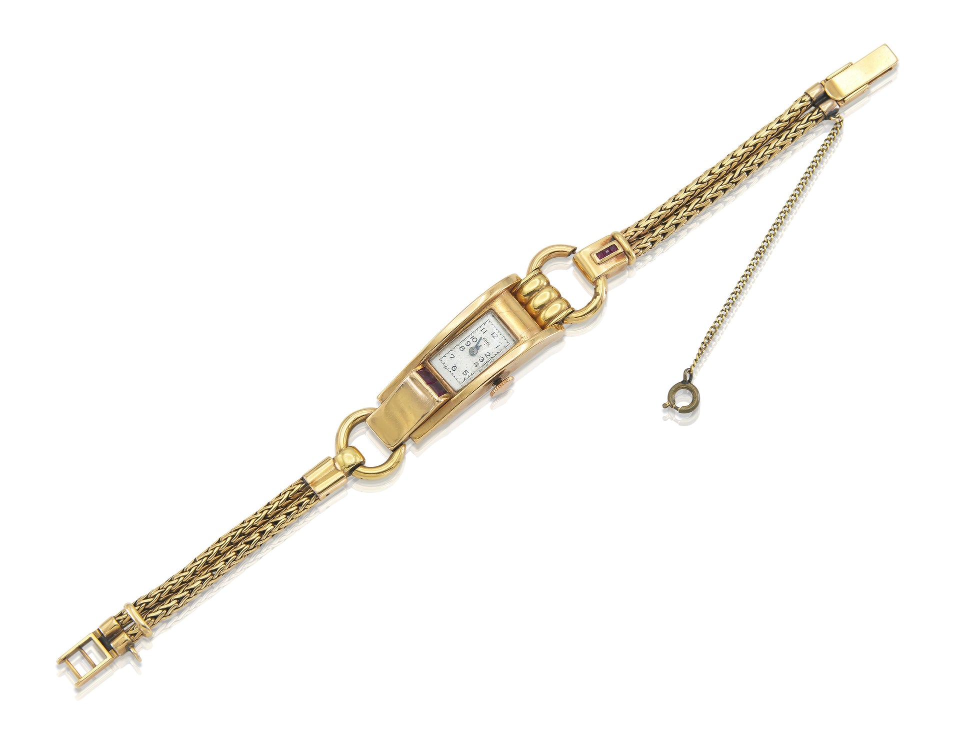 Vintage 1940s Retro Ebel Gold Watch with Rubies
