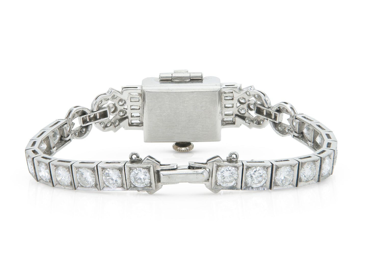 Antique Art Deco 1930s Hamilton 11.00 Carat Diamond Watch Bracelet
