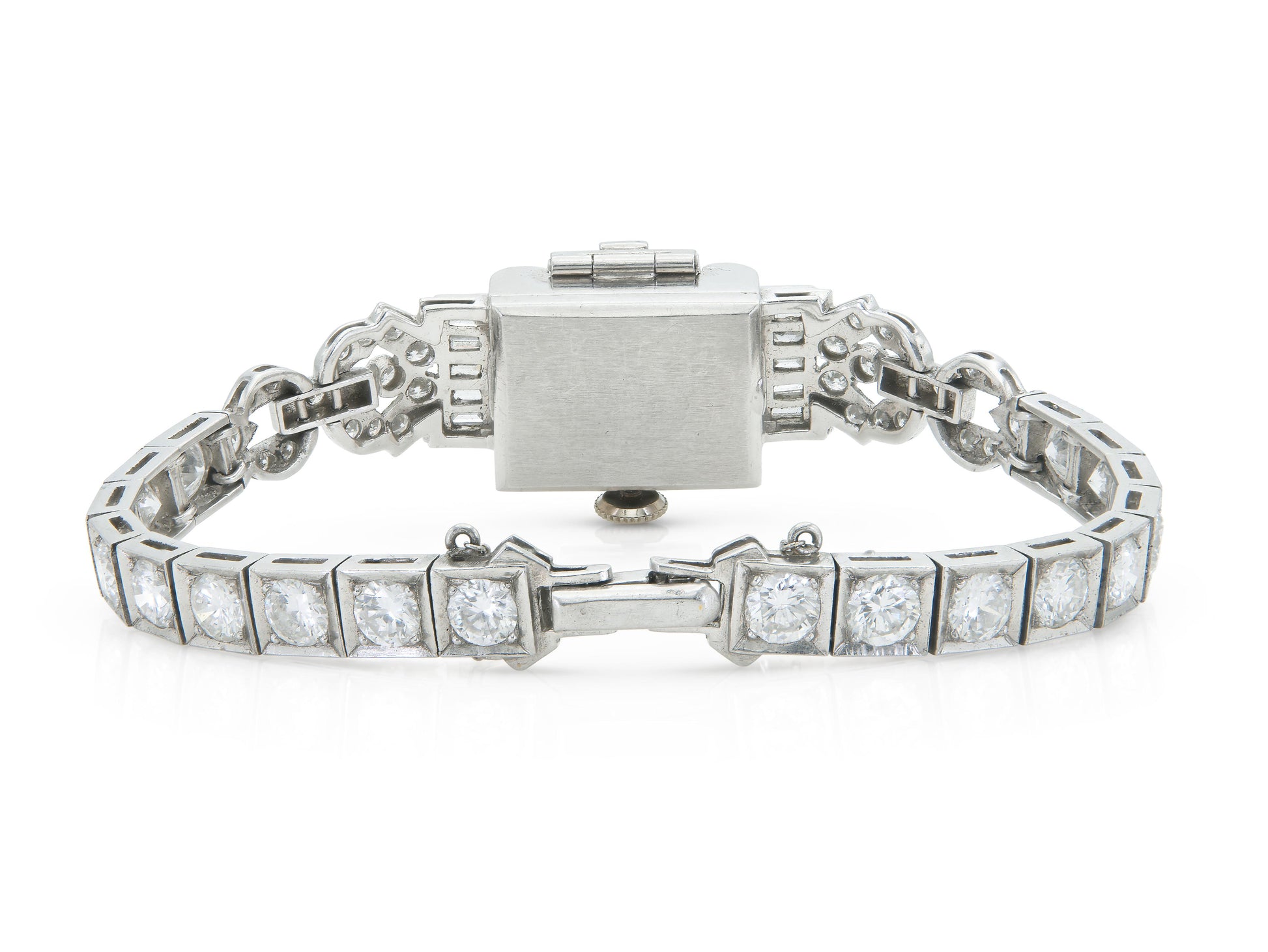 Antique Art Deco 1930s Hamilton 11.00 Carat Diamond Watch Bracelet